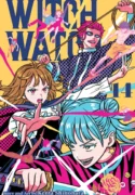 Witch Watch manga Volume 14 cover art featuring Nico, Morihito, and other main characters in dynamic poses with vibrant pink, yellow, and blue colors, by Kenta Shinohara.